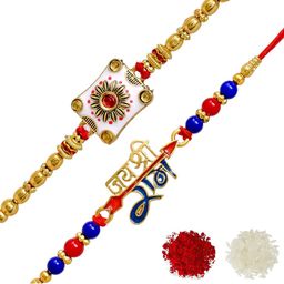 MEIRA JEWELLERY 4-Pcs Rakhi With Roli Chawal & Greeting Card-image-49