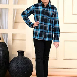 GIANNA Unisex Kids Tartan Checks Opaque Checked Formal Shirt-36