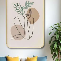 Livin'luxe Off White & Brown Floral & Line Printed Wall Art-picture-7