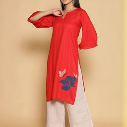 LetsDressUp Anupama Floral Printed Notch Neck Straight Kurta-image-42