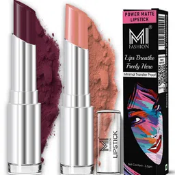 MI FASHION Set Of 2 Creamy Matte Lipstick - 3.5 g Each - Maroon Glaze & Nude Tude-7