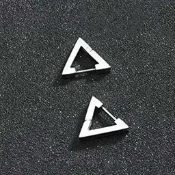 Unique Guys Western Triangle Shaped Hooped Piercing Stud Earrings-image-94