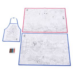 Ratnas 2 in 1 Coloring Mat With Sketch Pens And Apron - White image 2