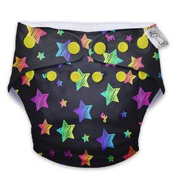 SuperBottoms Freesize UNO - Reusable cloth diaper + 1 Dry Feel Magic Dry Pads Set - Rainbow Twinkle image 2