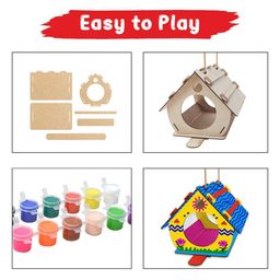 Webby DIY Wooden Build & Paint Bird House - Multicolour image 2