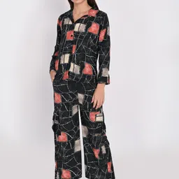 ORIEX THE ORIGINAL FASHION Printed Shirt Collar Shirt With Trousers Co-Ords-44