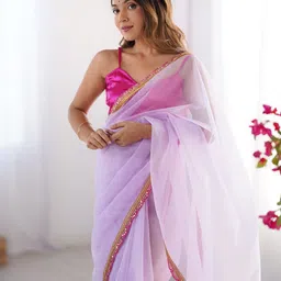 Mitera Embellished Sequinned Organza Saree-image-18
