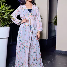 SUFIZA LIFESTYLE Women Printed Longline Button Shrug-3