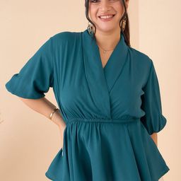 CURVE BY KASSUALLY Women V-neck Puff Sleeve Georgette Wrap Top-image-30