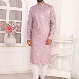 Arihant Rai Sinha Men Ethnic Motifs Embroidered Pure Silk Knee Length Kurta Set-picture-42