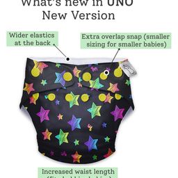 SuperBottoms Freesize UNO - Reusable cloth diaper + 1 Dry Feel Magic Dry Pads Set - Rainbow Twinkle image 3