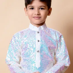 Cae Boys Embroidered Regular Sequinned Dupion Silk Kurta with Pyjamas image 2