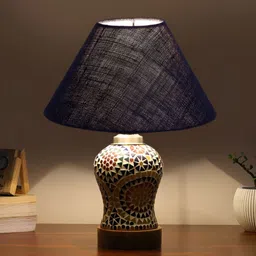 Devansh Blue Wood Traditional Abstract Shaped Table Lamp image 4