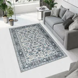 MAA HOME CONCEPT White Ethnic Motifs Anti-Skid Woollen Carpet-19