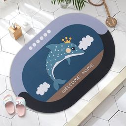 Kuber Industries 5Pcs Blue & Black Colourblocked 240 GSM Bath Rugs-10