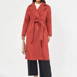 Styli Women Solid Oversized Knee Length Belted Coat-picture-36