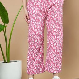 KALINI Women Floral Printed Relaxed High-Rise Coated Cotton Trouser-image-101