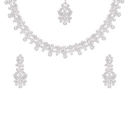 Atasi International Rhodium-Plated Crystals & American Diamond-Studded Jewellery Set-image-37