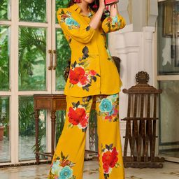 VIBE VISION Printed Collar Neck Shirt With Trousers Co-Ords-image-38