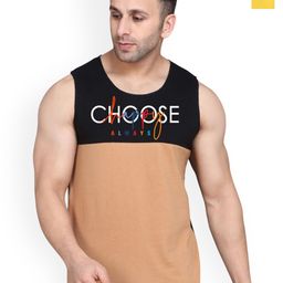 SLOWLORIS Pack Of 2 Printed Combed Cotton Gym Vests VSL26 CMB(CHS BLACKRUST)(KEEP YELLOW)-image-89