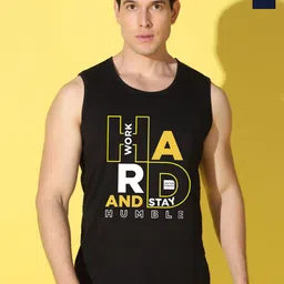 WOOSTRO Pack Of 2 Printed Combed Cotton Gym Vests VWS26(HARD BLACK)(PLAIN NAVY)-0