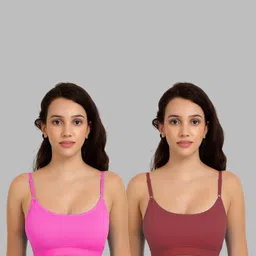 Women Cotton Pink,Maroon Non Padded Non-Wired Lingerie Bra Sport wear Gym Crop Tank Top-image-72