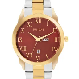 SUNDAE Men Brass Dial & Stainless Steel Style Straps Analogue Watch 788903 M-26 IGP T.T.8-13