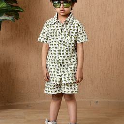 MoMaa Boys Printed Short Sleeves Pure Cotton Shirt With Shorts-39