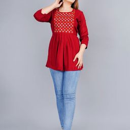L.H HANDICRAFTS Women Embroidered Peplum Top-image-55