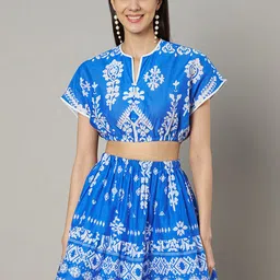Amagyaa Printed Crop Top With Mini Skirt Co-Ords-picture-17