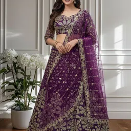 MISS CLOTHING Embellished Sequinned Net Ready to Wear Lehenga & Choli With Dupatta-picture-11