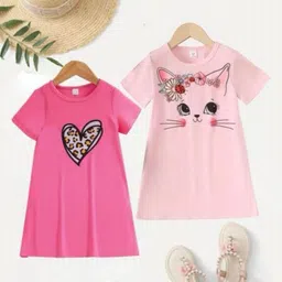 BAESD Girls 2 Printed V-Neck Applique T-shirt-45