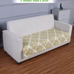 HOKIPO Damask Beige Polyester Printed Quilted 1 Seater Sofa Cover Seat Mat-image-42