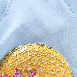 Memory Life Half Sleeves Tee 2 in 1 Design Changing Sequin Patch - Blue image 4