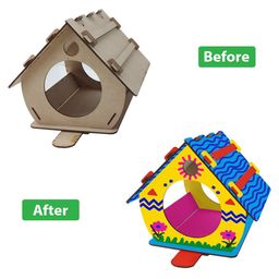 Webby DIY Wooden Build & Paint Bird House - Multicolour image 4