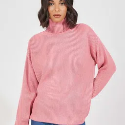 Styli Women Solid Turtle Neck Sweater-image-61