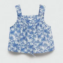 Mango Kids Girls Floral Printed Gathered & Pleated Detail Top-image-40