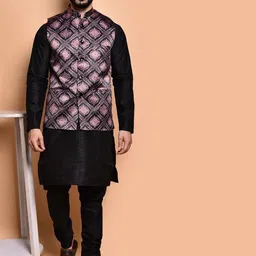 PRINTCULTR Men Regular Pure Silk Kurta with Trousers-32