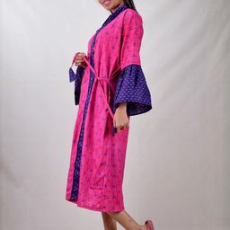 CLYMAA Pink Pure Cotton Maxi Printed Nightdress-image-79
