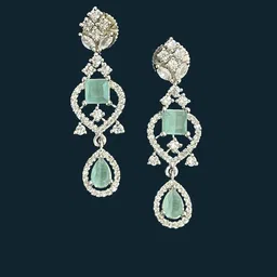 Opal Touch Rhodium-Plated Cubic Zirconia Studded Jewellery Set image 3