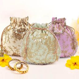 Kuber Industries Set of 3 Embroidered Potli Bags-6