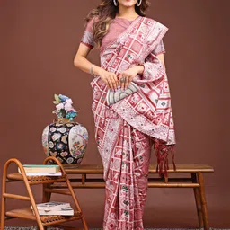 leelipeeri designer LeeliPeeri Checked Zari Linen Blend Designer Saree image 4
