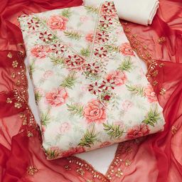 SAINOOR Embellished Semi-Stitched Dress Material-image-81