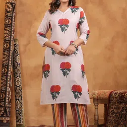 Span Women Floral Printed Regular Kurta with Trousers & With Dupatta-picture-1