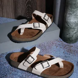 MOZAFIA Women Round Open Toe Flats with Buckles-26
