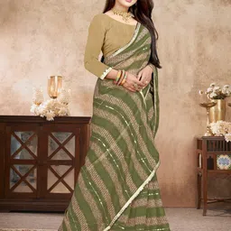 GAVUBAA Green Pure Georgette Sarees-picture-33