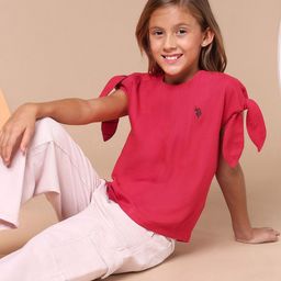 U.S. Polo Assn.Girls Tie Up Pure Cotton Top-image-76