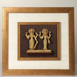 Exotic India Gold toned & Brown Textured Wooden Framed Wall Decor Hangings-picture-8