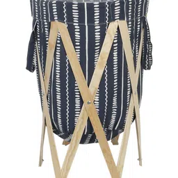 HOKIPO Blue & White Printed Cotton Foldable Laundry Bag With Handles-image-50