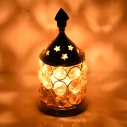 Aura Yellow & White Textured Akhand Diya Crystal Oil Lamp-11